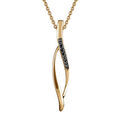 Collier en vermeil pendentif forme losange barrettes pierres noires - 43+2cm
