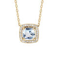 Collier en vermeil pendentif rectangulaire topaze bleue contour oxydes blancs sertis - 40+5cm