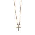 Collier en vermeil pendentif petite croix pierres blanches - 42+3cm