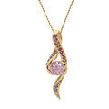 Collier en vermeil pendentif 2 rails oxydes roses et violets et oxyde central rose - 42+3cm