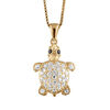 Collier en argent rhodi&eacute; pendentif tortue pierres blanches - 42+3cm