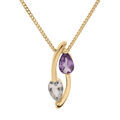 Collier en vermeil pendentif deux pierres am&eacute;thyste v&eacute;ritable et topaze blanc - 42+3cm