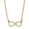 Collier en vermeil forme huit (infini) petit mod&egrave;le avec pierres blanches - 42+3cm
