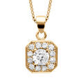 Collier en vermeil pendentif carre oxydes sertis blancs pierre centrale blanches - 42+3cm