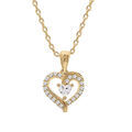 Collier en vermeil pendentif coeur avec contour d'oxydes blancs et oyde blanc au centre - 42+3cm Artemare