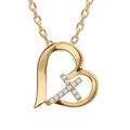 Collier en vermeil pendentif coeur et croix d'oxydes blancs  - 42+3cm