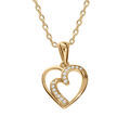 Collier en vermeil pendentif coeur oxydes blancs - 42+3cm