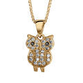 Collier en vermeil pendentif chouette par&eacute;e d'oxydes blancs - sertis 42+3cm