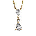Collier en vermeil pendant trois oxydes blancs sertis 2 forme goutte - 42+4cm