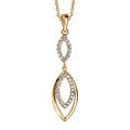 Colliers sur Artemare : Collier en vermeil pendentif deux motifs ovales oxydes blancs sertis - 40+5cm