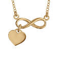 Collier en vermeil motif infini et pampille coeur - 40+5cm Colliers sur Artemare : Collier en vermeil motif infini et pampille coeur - 40+5cm