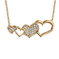 Collier en vermeil quatre coeurs dont deux ajour&eacute;s et deux emplis d'oxydes blancs sertis - 42+3cm Artemare