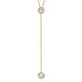 Collier en vermeil forme Y deux ronds d'oxydes blancs sertis clos - 41+5cm
