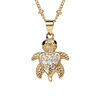 Collier en vermeil pendentif tortue avec oxydes blancs sertis - 36+4cm