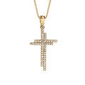 Collier en vermeil pendentif croix oxydes blancs sertis - 42+3cm