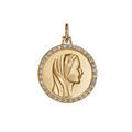 Pendentif en vermeil vierge contour oxydes blancs sertis - diam&egrave;tre 20mm Artemare