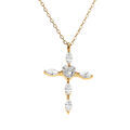 Collier en argent dor&eacute; pendentif croix 20 x 13mm oxydes blancs sertis - 38+5cm