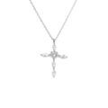 Collier argent rhodi&eacute; pendentif croix 20 x 13mm oxydes blancs sertis - 38+5cm