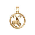 Pendentifs sur Artemare : Pendentif en plaqu&eacute; or m&eacute;daille stri&eacute;e 15mm zodiaque b&eacute;lier decoup&eacute;