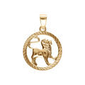 Pendentifs sur Artemare : Pendentif en plaqu&eacute; or m&eacute;daille stri&eacute;e 15mm zodiaque lion decoup&eacute;