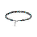 Bracelet en acier verre teint&eacute; noir - 19+2cm
