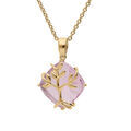 Collier en vermeil pendentif oxyde rose avec arbre de vie - 42+3cm Artemare