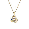 Collier en vermeil pendentif noeud oxydes multi couleurs sertis - 42+3cm