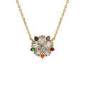 Collier en vermeil pendentif fleur avec oxydes blancs et multi couleurs - 40+4cm Artemare
