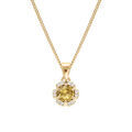 Collier en vermeil pendentif 5mm fleur oxydes couleur miel et blancs sertis - 42+3cm