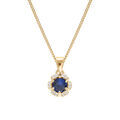 Collier en vermeil pendentif 5mm fleur oxydes bleu fonc&eacute; et blancs sertis - 42+3cm