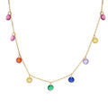 Collier en vermeil gouttes pierres multi couleurs - 44cm r&eacute;glable 42 et 39,5cm