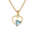 Collier en vermeil pendentif coeur avec un oxyde bleu ciel serti - 42+3cm