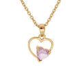 Collier en vermeil pendentif coeur avec un oxyde rose serti - 42+3cm Artemare