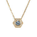 Collier en vermeil pendentif oxyde bleu ciel et contour oxydes blancs - 42+3cm Artemare