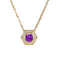 Colliers sur Artemare : Collier en vermeil pendentif oxyde violet et contour oxydes blancs - 42+3cm