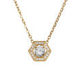 Collier en vermeil pendentif oxyde blanc et contour oxydes blancs  - 42+3cm