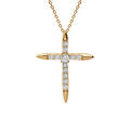 Collier en vermeil pendentif croix oxydes blancs sertis 25 x 31mm - 38+4cm