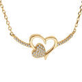 Collier en vermeil pendentif coeur &eacute;vid&eacute; avec coeurs d'oxydes blancs - 42+3cm