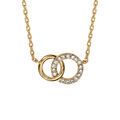 Colliers sur Artemare : Collier en vermeil deux cercles entremel&eacute;s pierres blanches - 40+2cm