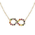 Collier en vermeil motif infini oxydes multi couleurs - 42+3cm