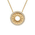 Colliers sur Artemare : Collier en vermeil pendentif disque motif soleil &eacute;vid&eacute; entourage d' oxydes blancs - 42+3cm