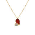 Colliers sur Artemare : Collier en vermeil pendentif coeur avec oxydes blancs et agate rouge - 39+4cm