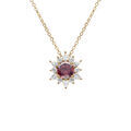 Collier en vermeil pendentif fleur oxyde rose et contour d'oxydes blancs - 42+3cm