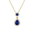 Colliers sur Artemare : Collier en vermeil pendentif goutte oxydes bleu et contour oxydes blancs sertis - 42+3cm