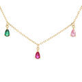 Colliers sur Artemare : Collier en vermeil sept pampilles d'oxydes multicouleurs sertis - 42+2cm