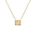 Collier en vermeil carr&eacute; empli d'oxydes blancs sertis - 40+4cm