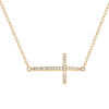 Collier en vermeil grande croix couch&eacute;e avec oxydes micro sertis - 43+2cm