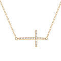 Collier en vermeil grande croix couch&eacute;e avec oxydes micro sertis - 43+2cm Artemare
