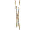 Colliers sur Artemare : Collier en vermeil deux tiges pendantes par&eacute;es d'oxydes blancs sertis - 46cm