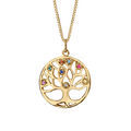 Collier en vermeil pendentif rond arbre de vie pierres multi couleurs - 42+3cm